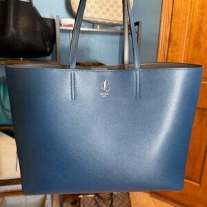 Authentic Jimmy Choo Blue Leather Tote Bag
